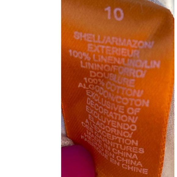 Intuitions A-line Skirt Tan Multicolored Floral Embroidered Linen 10 - Picture 9 of 10